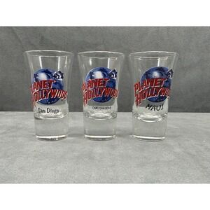 Planet Hollywood Shot Glass San Diego Maui Cabo San Lucas 3.5in Lot of 3